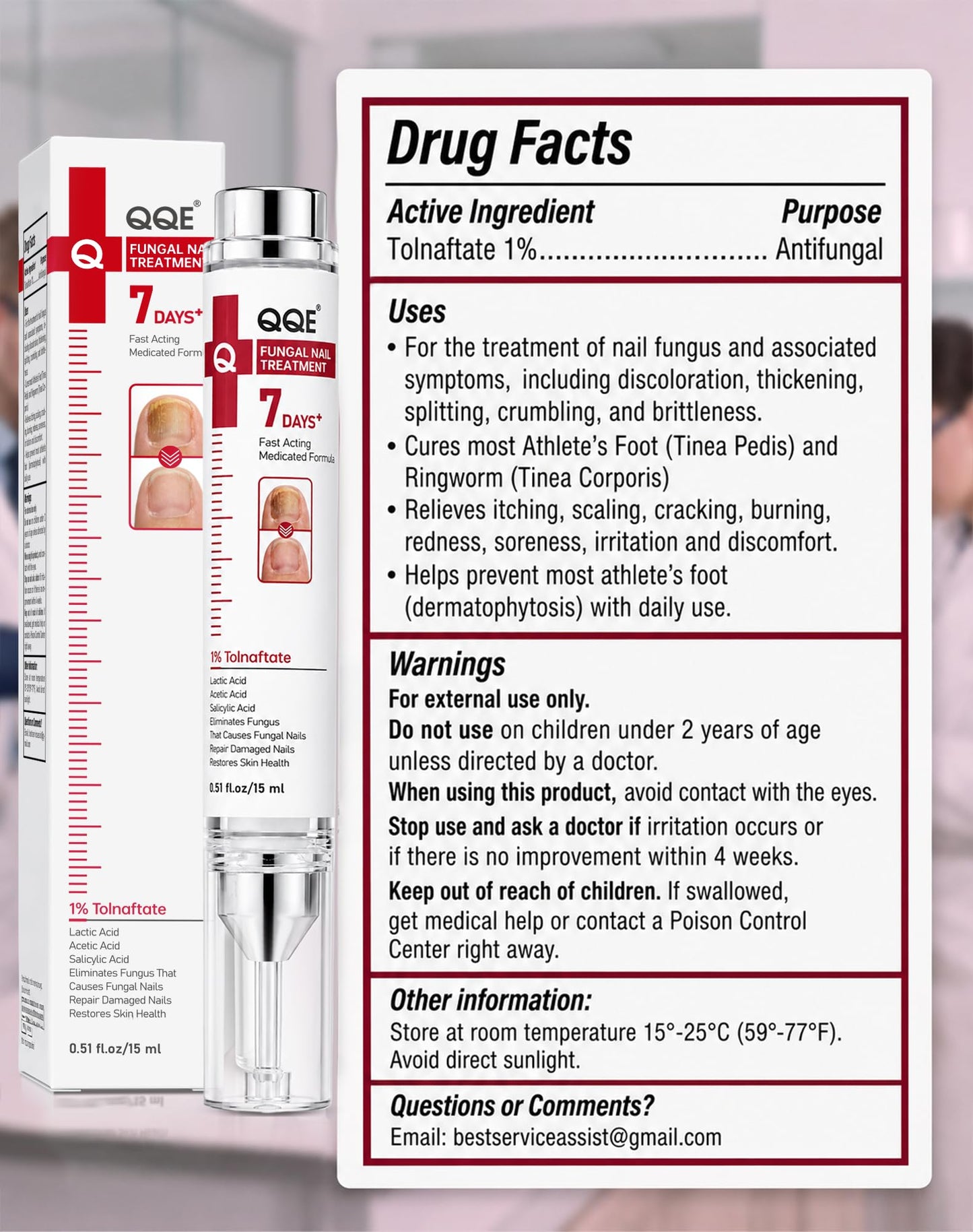 Toenail Fungus Treatment Extra Strength - 1% Tolnaftate & Triple Acid Complex - Repairs Thick, Yellow, Discolored & Damaged Nails - Fast-Acting Fungal Nail Treatment - 0.51 fl oz