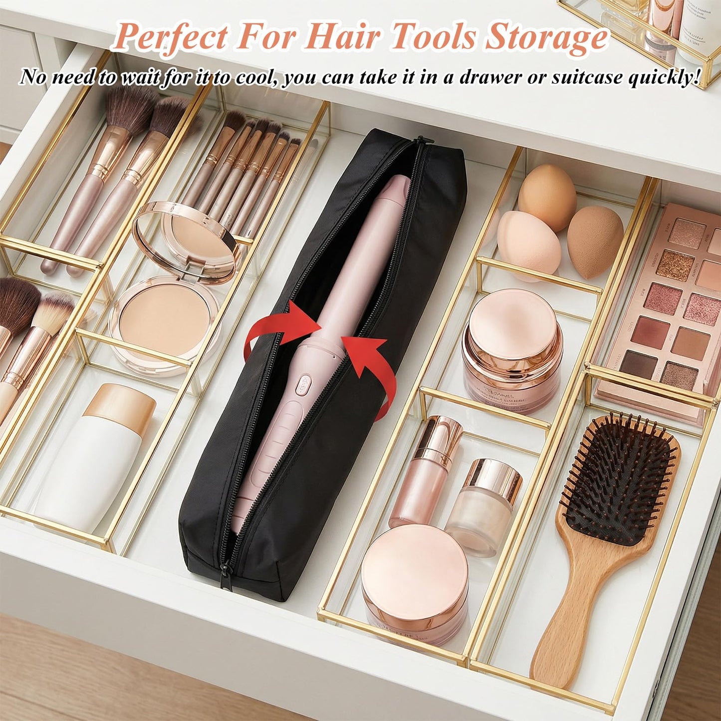 WJIAAA Professional Hot Hair Tools Organizer Bag for Curling Flat Irons