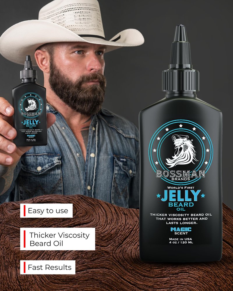 Bossman Jelly Beard Oil for Men - 3 Pack (12 oz in Total, Magic Scent) – Softens, Moisturizes & Conditions with Natural Ingredients