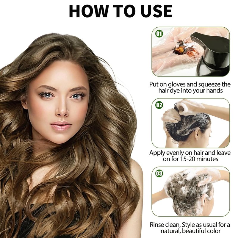 Light Brown Hair Dye Shampoo - 100% Gray Coverage, Argan Oil & Ginseng, Ammonia-Free | Long-Lasting Semi-Permanent Color for All
