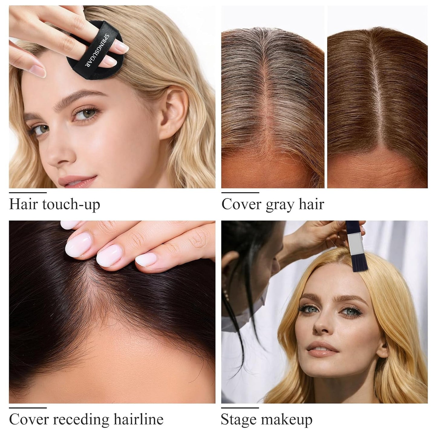 Root Touch Up Hair Color - Blendable Gray Coverage Powder for Thinning Edges | 48H Sweat Resistant, Natural Finish - Blonde