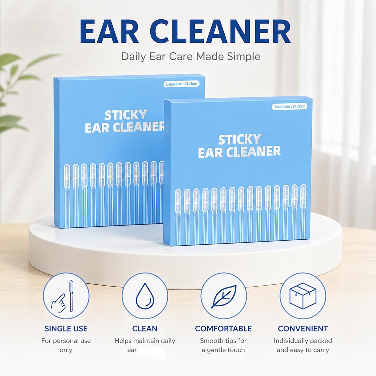 Reusable Sticky Ear Cleaning Sticks - 48 Pcs Gentle Adhesive Ear Wax Picks | Soft Rubber Heads for All Ages