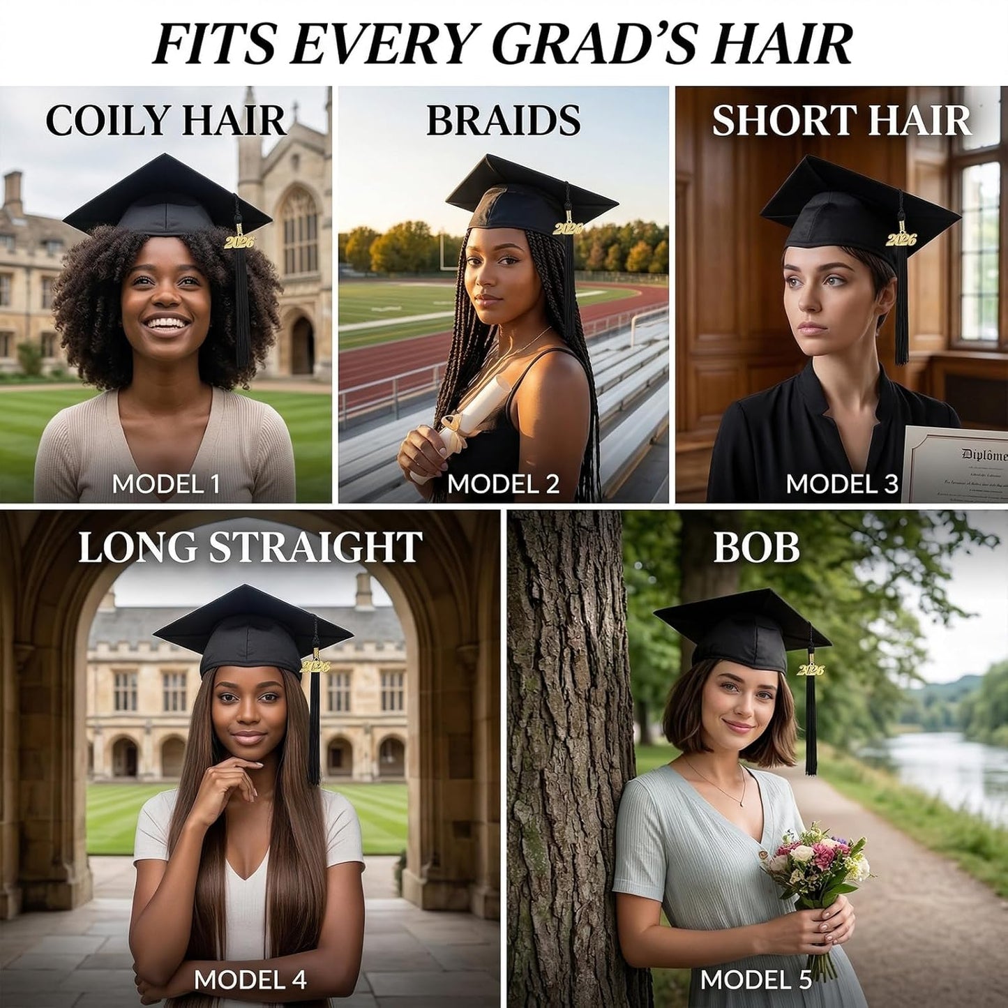 Graduation Cap Headband - Anti-Fall Firm Hairband Holder for Students | 2-Pack, Clear White