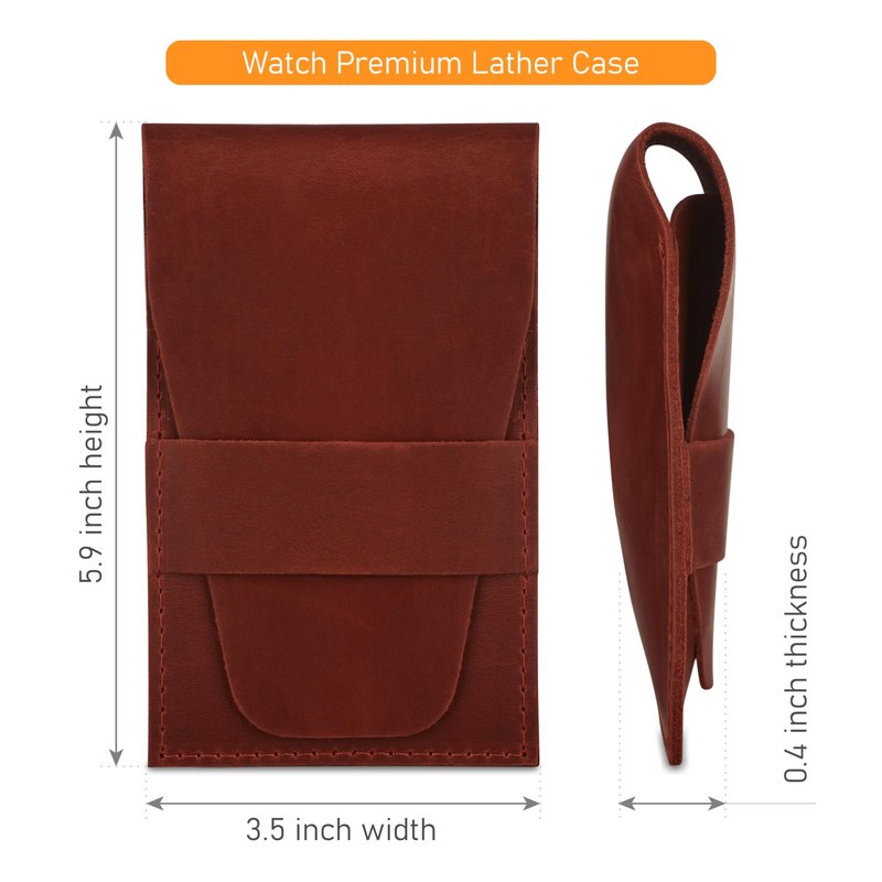 MAKYN Leather Watch Pouch, Single Watch Travel Case, Watch Travel Case, Watch Travel Pouch, Watch Sleeve (Cognac)