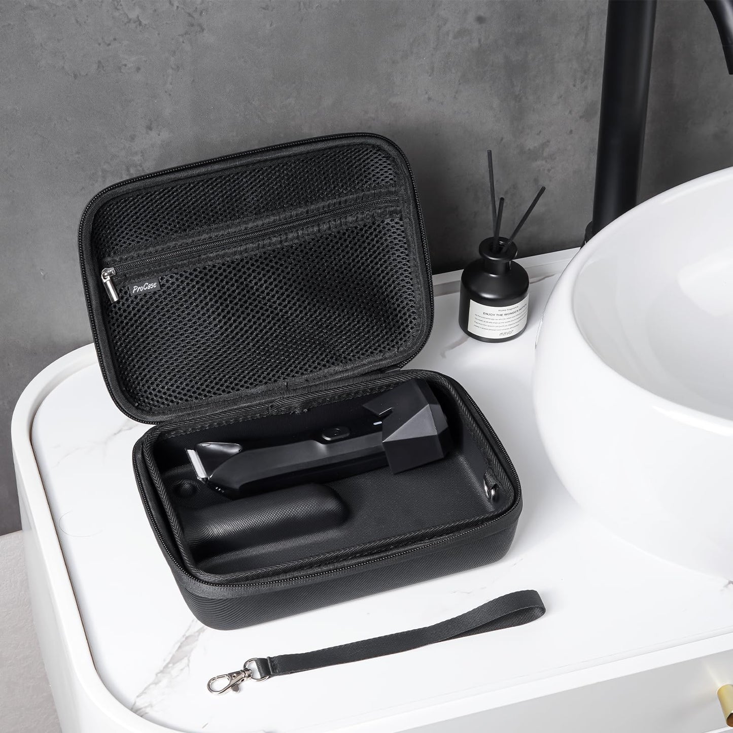 ProCase Hard Case for Meridian Trimmer and Shaver, Electric Groin Body Pubic Hair Trimmer Organizer, Travel Carrying Bag for Electric Razor and Accessories, With Removable tray -Black (Case Only)