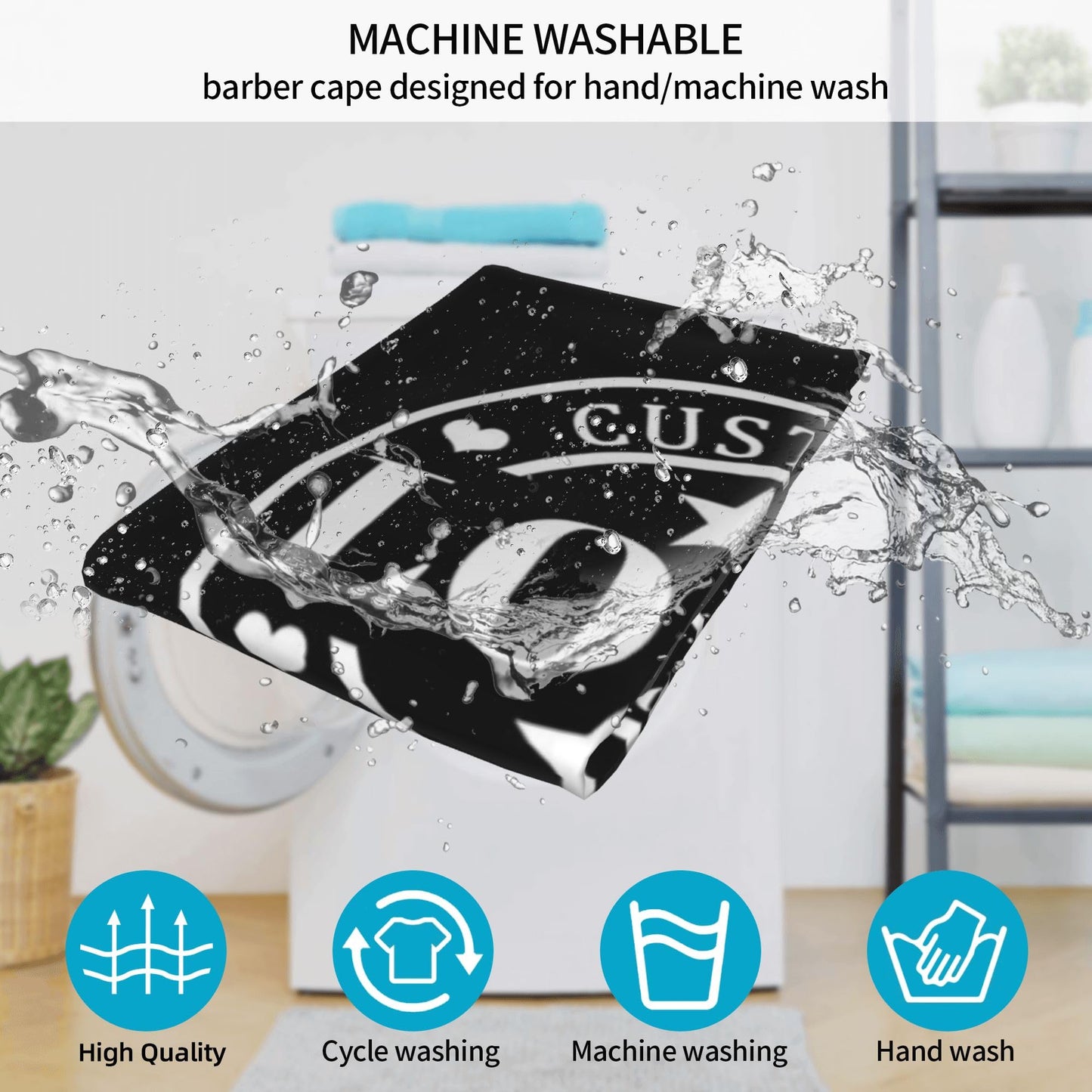 Custom Barber Cape Customized Haircut Capes Logo Text Photo Salon Hairdressing Apron for Home and Barbershop Black