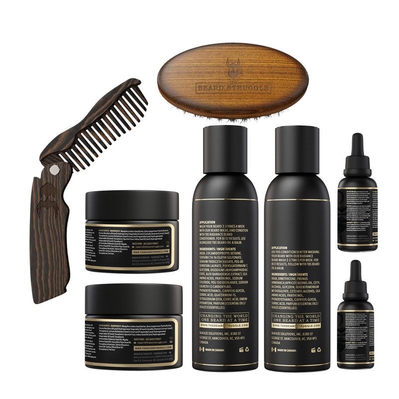 Ultimate Beard Growth Kit for Men by The Beard Struggle - Balm, Cream, Brush, Comb, Oil, Wash, & Conditioner for Moisturizing Beard - Hoenir's Poem, Gold Collection