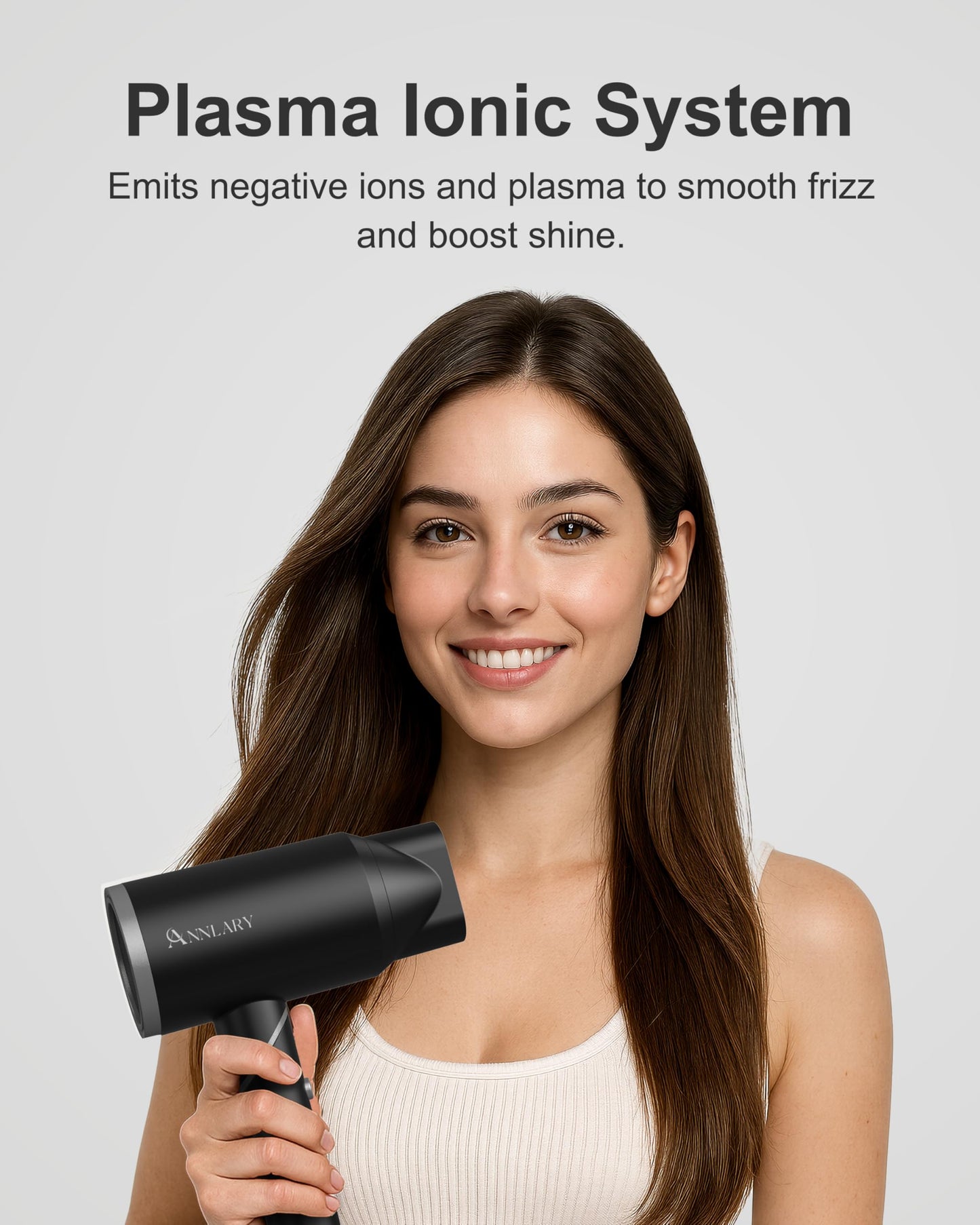 ANNLARY Dual Voltage Travel Hair Dryer with Diffuser & Comb, 1800W Portable Foldable Blow Dryer, Plasma Ionic Hairdryer for Frizz Control & Shine, Low Noise, 110V-120V/220V-240V European Use
