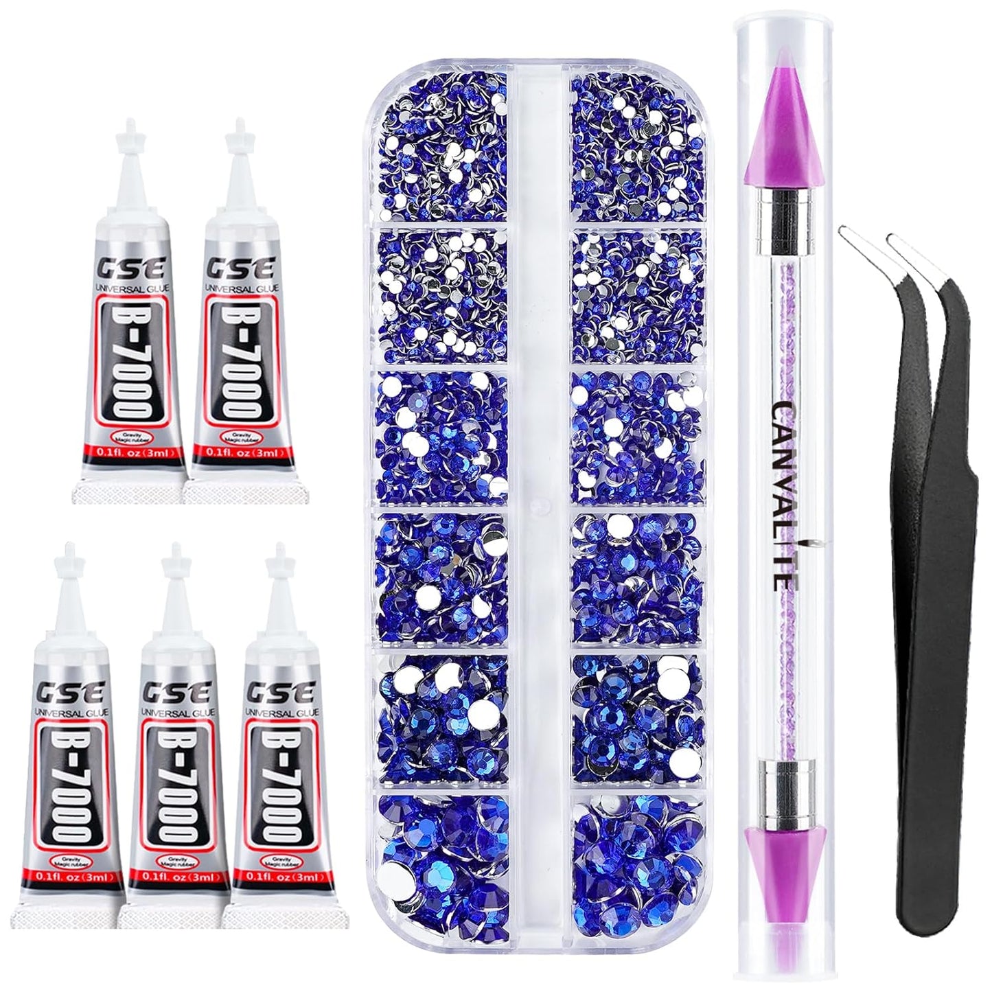 Canvalite 35000Pcs Multicolor Flatback Rhinestones - 3mm Bedazzling Kit with Glue & Tools for Crafting