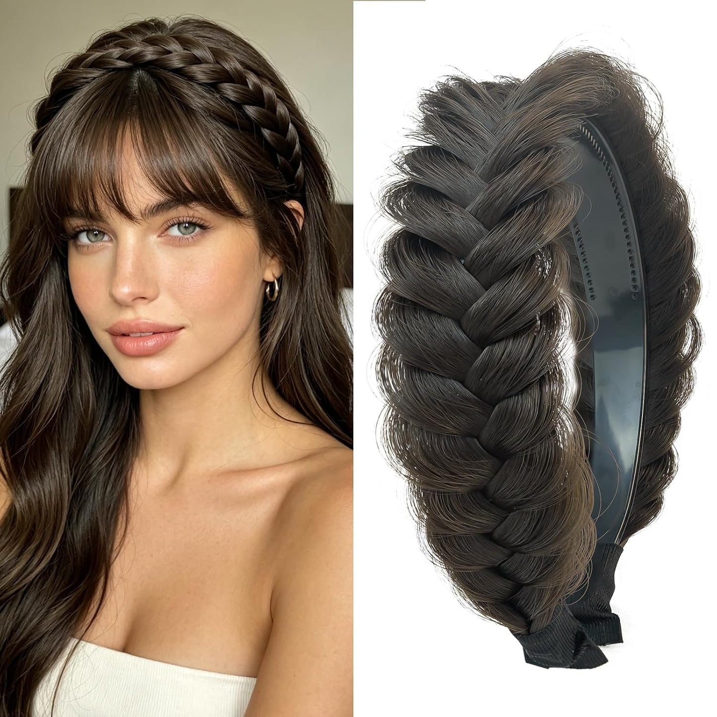 Braided Headband - Elastic Non-Slip Fashion Hair Accessory for Women & Girls | Ocher Color