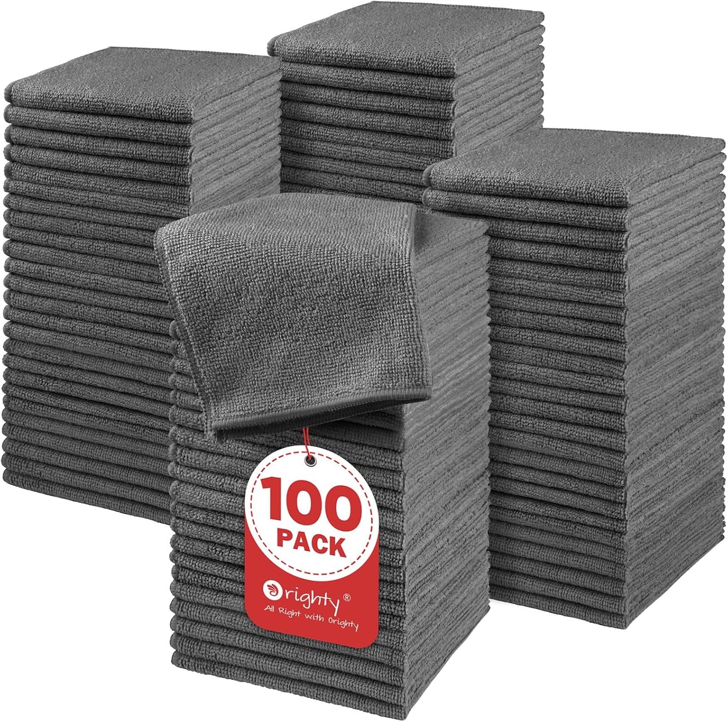 Microfiber Washcloths 20 Pack - Soft, Quick-Dry Face & Hand Towels for Travel, Gym, Spa | 11.5"x11.5", Black