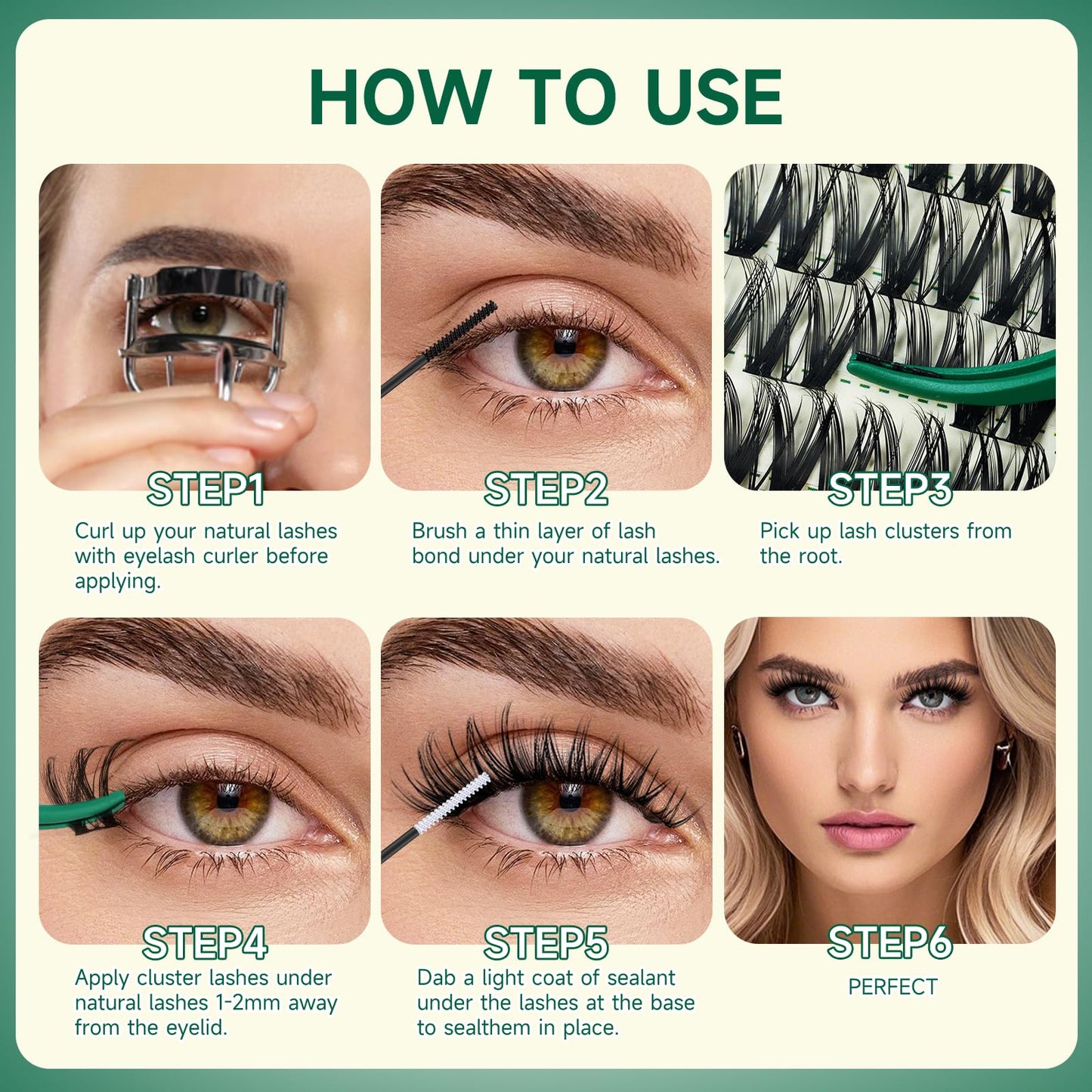 KEYYOU Flora Lash Clusters Flaunt Eyelash Clusters D Curl Cluster Eyelash Extensions 8-18mix False Eyelashes 132pcs Classic Wispy Natural Lash Cluster with Spikes（F01）