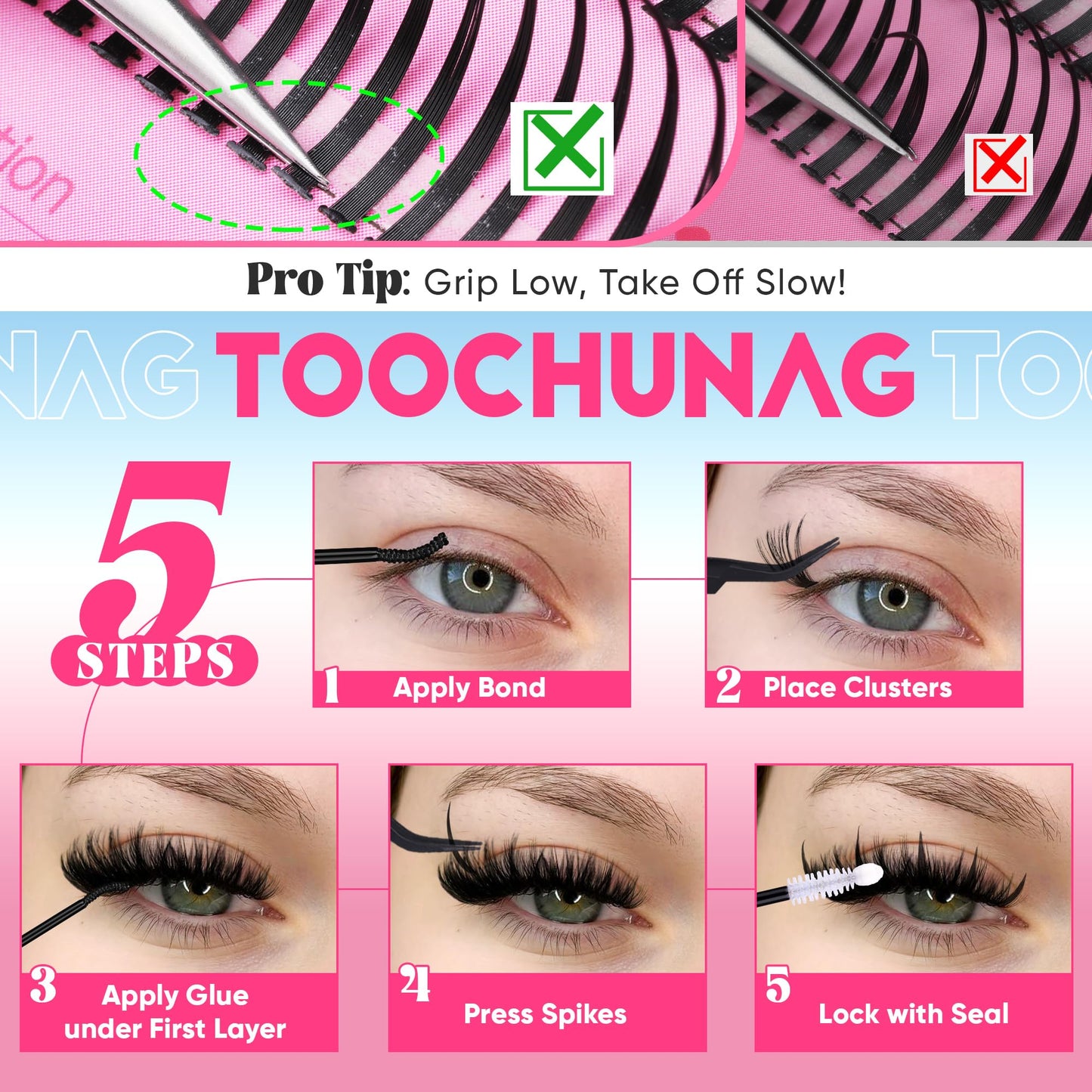 Lash Spikes 320pcs Spiky Lash Clusters 13-21mm D Curve Volume Spiky Cluster Eyelash Extensions Fairy Spike Eyelash Clusters for DIY Professional Individual Lash Extension by TOOCHUNAG