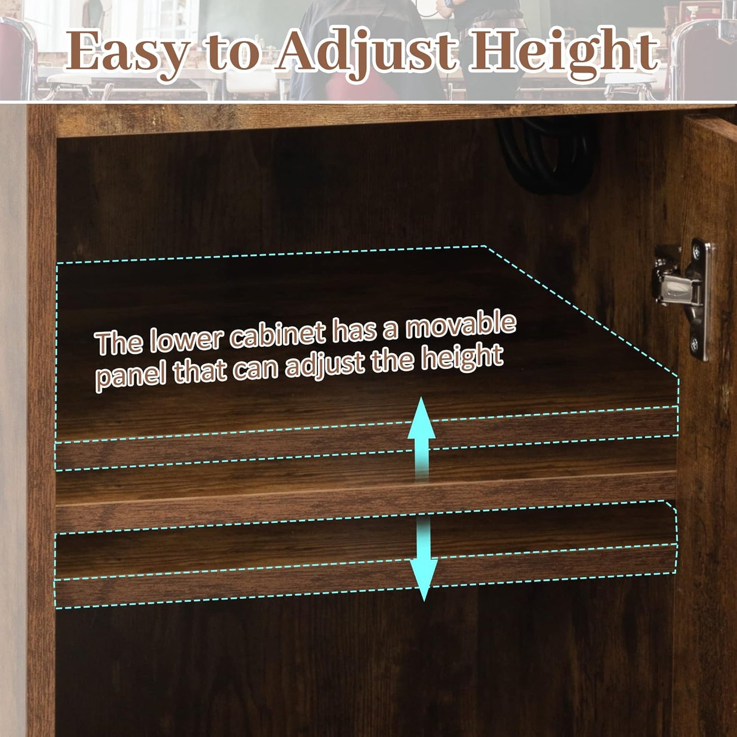 Salon Trolley Cart with Charging Station - Sturdy Rustic Brown | Hair Stylist Equipment
