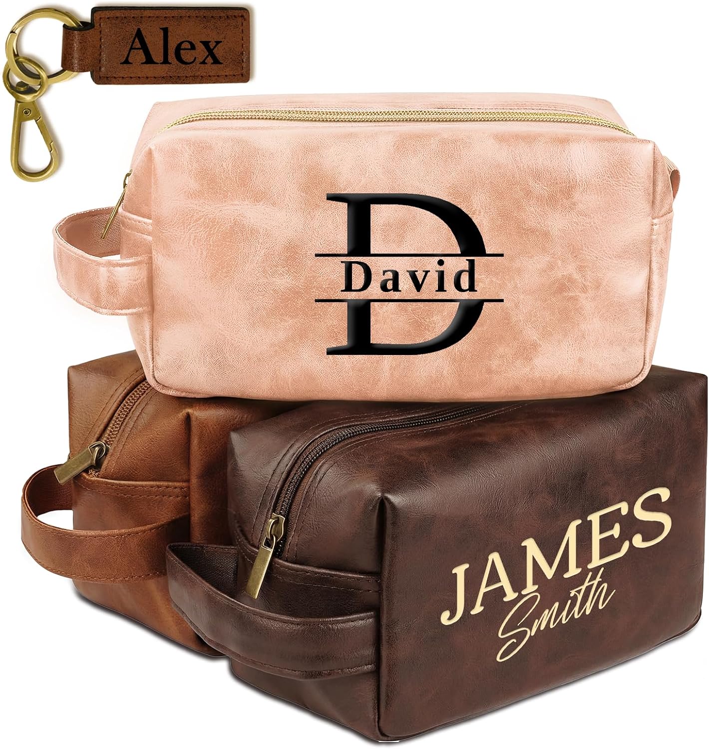 Personalized Toiletry Bag for Men - Custom Leather Travel Shaving Kit | Unique Graduation & Birthday Gift for Him