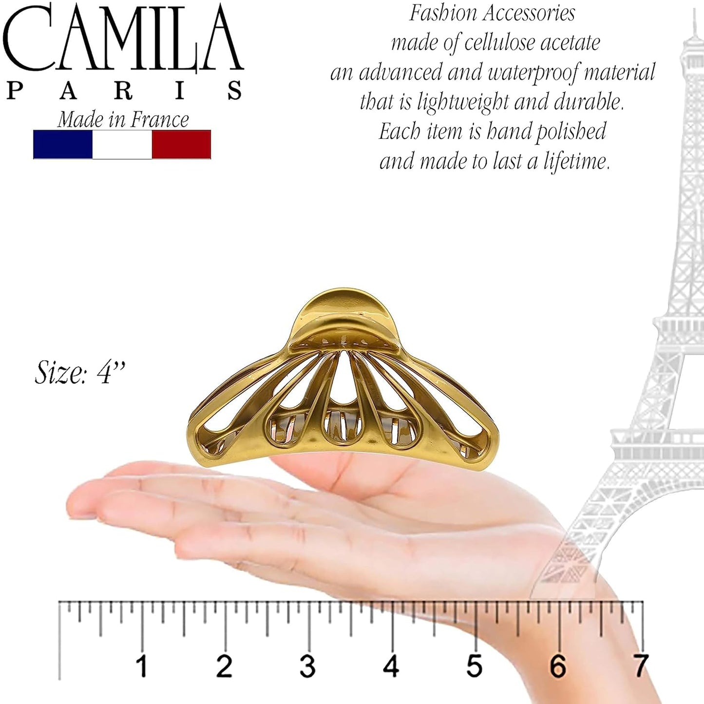 French Hair Clip - Large 4 Inch Claw Clips for Thick Hair | No-Slip Grip for Long Hair