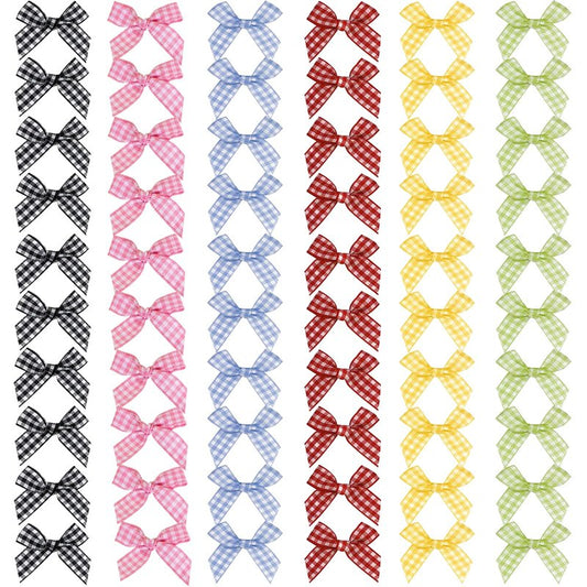 60Pcs Cute Plaid Bow Hair Clips for Girls – Trendy Solid Color Hair Ribbon Alligator Clips Barrettes to Elevate Any Outfit!