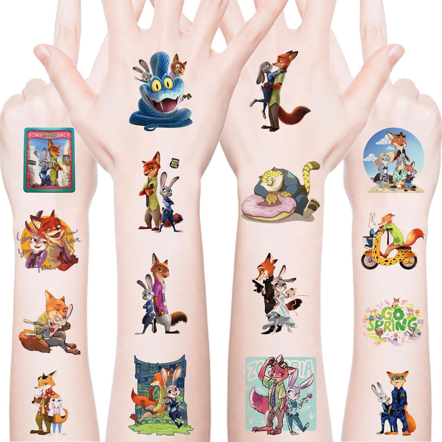 Zootopia Temporary Tattoos - 20 Sheets of Fun Cartoon Stickers for Kids | Birthday Party Favors & Class Prizes