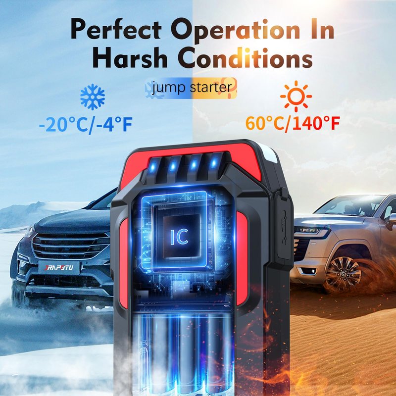 JRAPOTU Car Jump Starter, 2500A Peak Jump Box,Battery Jumper Starter Portable,12V Car Starter Jump Box for 8.0L Gas and 7.0L Diesel Cars with USB Ports，LED Flashlight