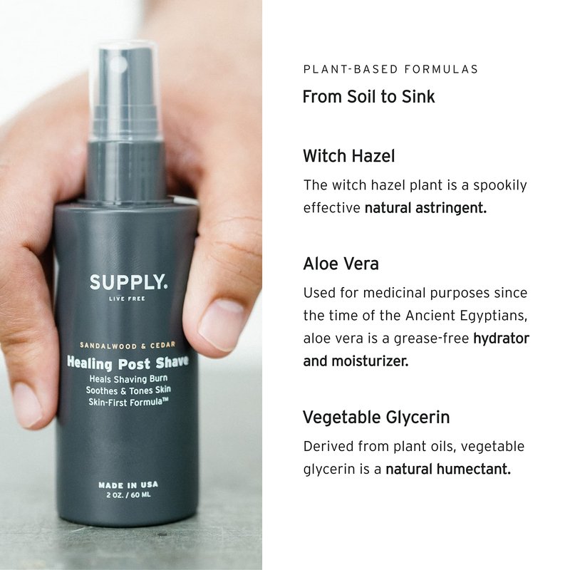 SUPPLY Healing Post Shave Spray for Men – Alcohol-Free Aftershave to Soothe Irritation, Hydrate Skin & Reduce Razor Burn – Sensitive Skin Friendly – White Birch & Sage, 2 oz