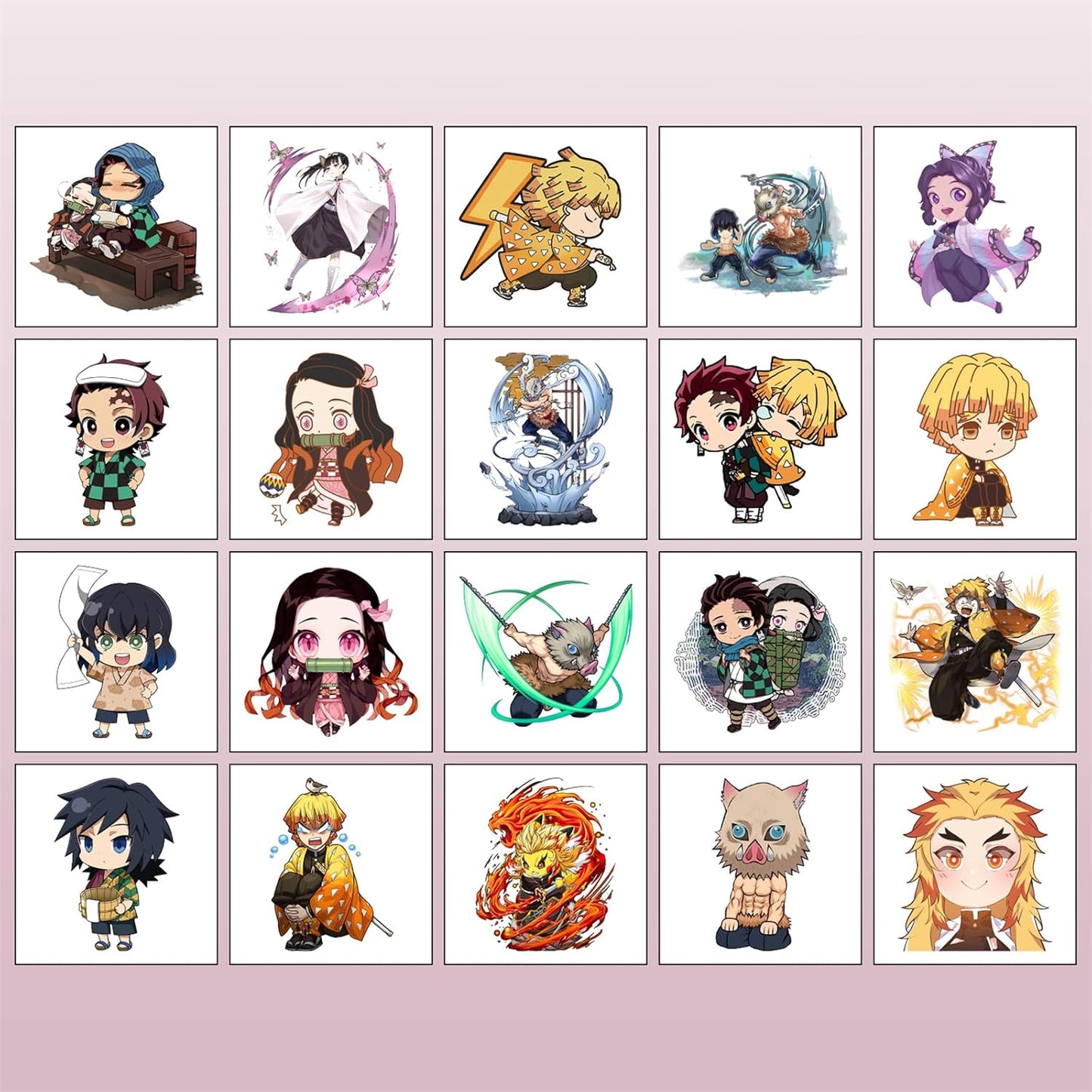 Cartoon Demon Slayer Temporary Tattoos - 20PCS Birthday Party Supplies | Fun Anime Stickers for Kids