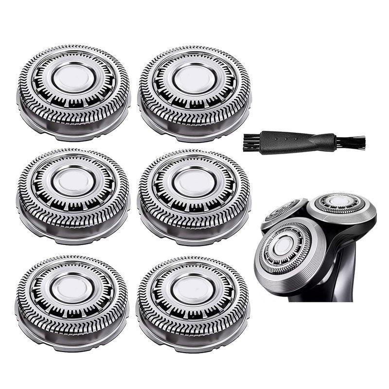 Gleway SH60 Replacement Heads Compatible with Philips Series 6000 S6xxx, S6880/81, S6810/82, S6850/85,Compatible with Norelco Shaver Cleaning Brush S6xxx Series 6Pcs with Cleaning Brush