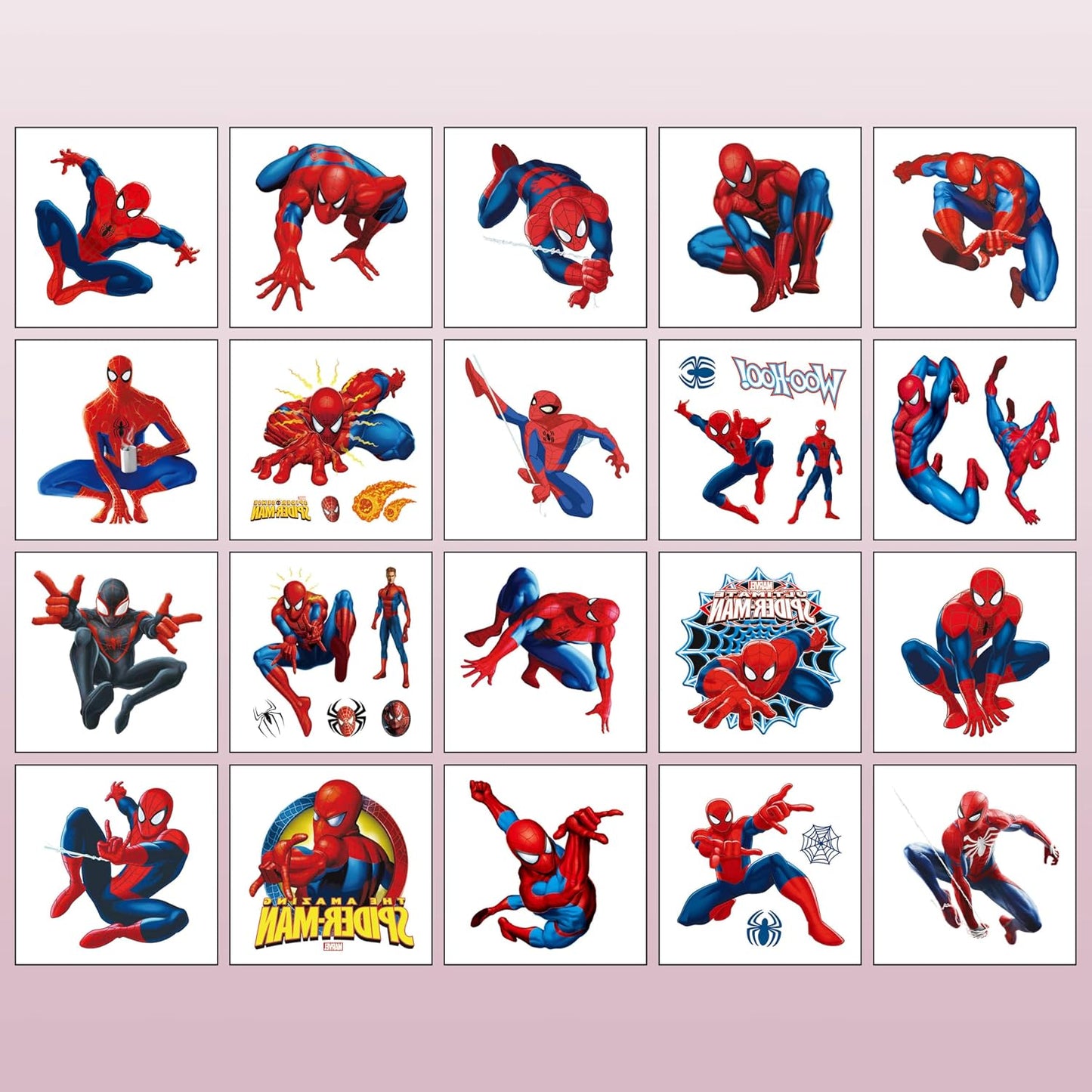 Spider-Man Temporary Tattoos - 20 Pcs Kids Birthday Party Favors | Fun Stickers for Games & Decorations