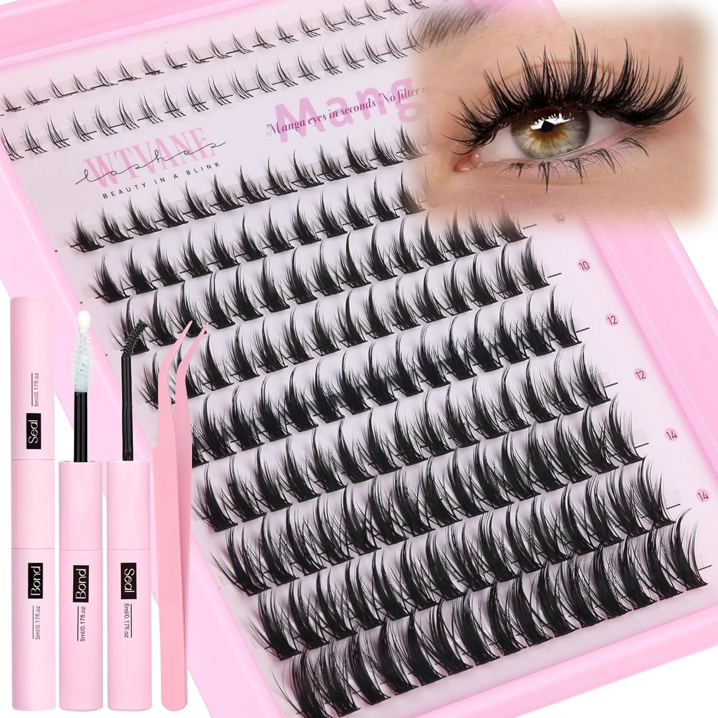 Natural Lash Clusters - Wispy Eyelash Extensions for DIY Glam | 8-14mm Lengths with 6mm Bottom Lashes