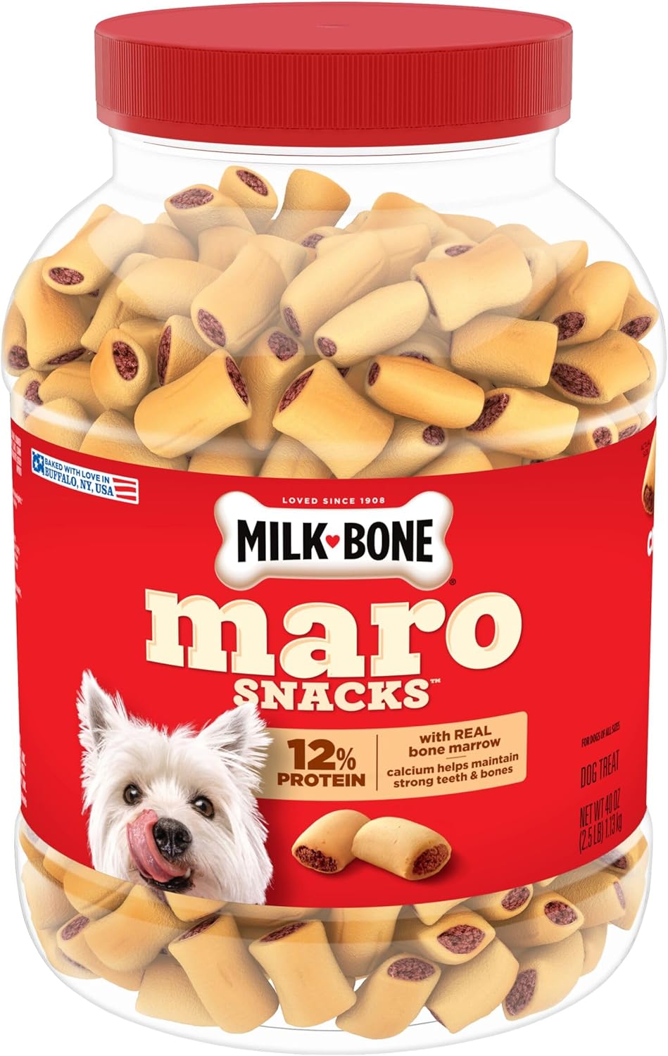 Milk-Bone MaroSnacks Small Dog Treats - Real Bone Marrow, 40 Oz Canister | Delicious & Nutritious