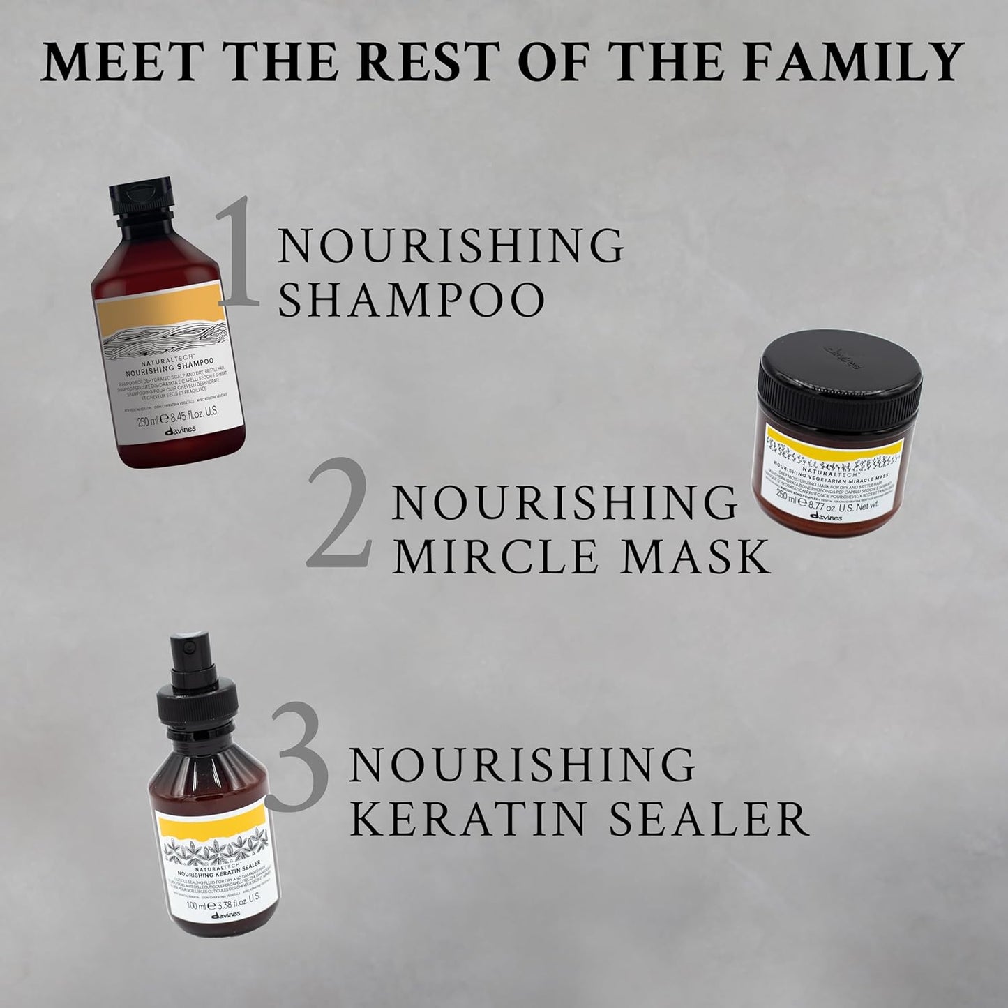 Davines Naturaltech Nourishing Vegetarian Miracle Conditioner - Hydrating & Restructuring for Dry Hair | 8.45 Fl Oz