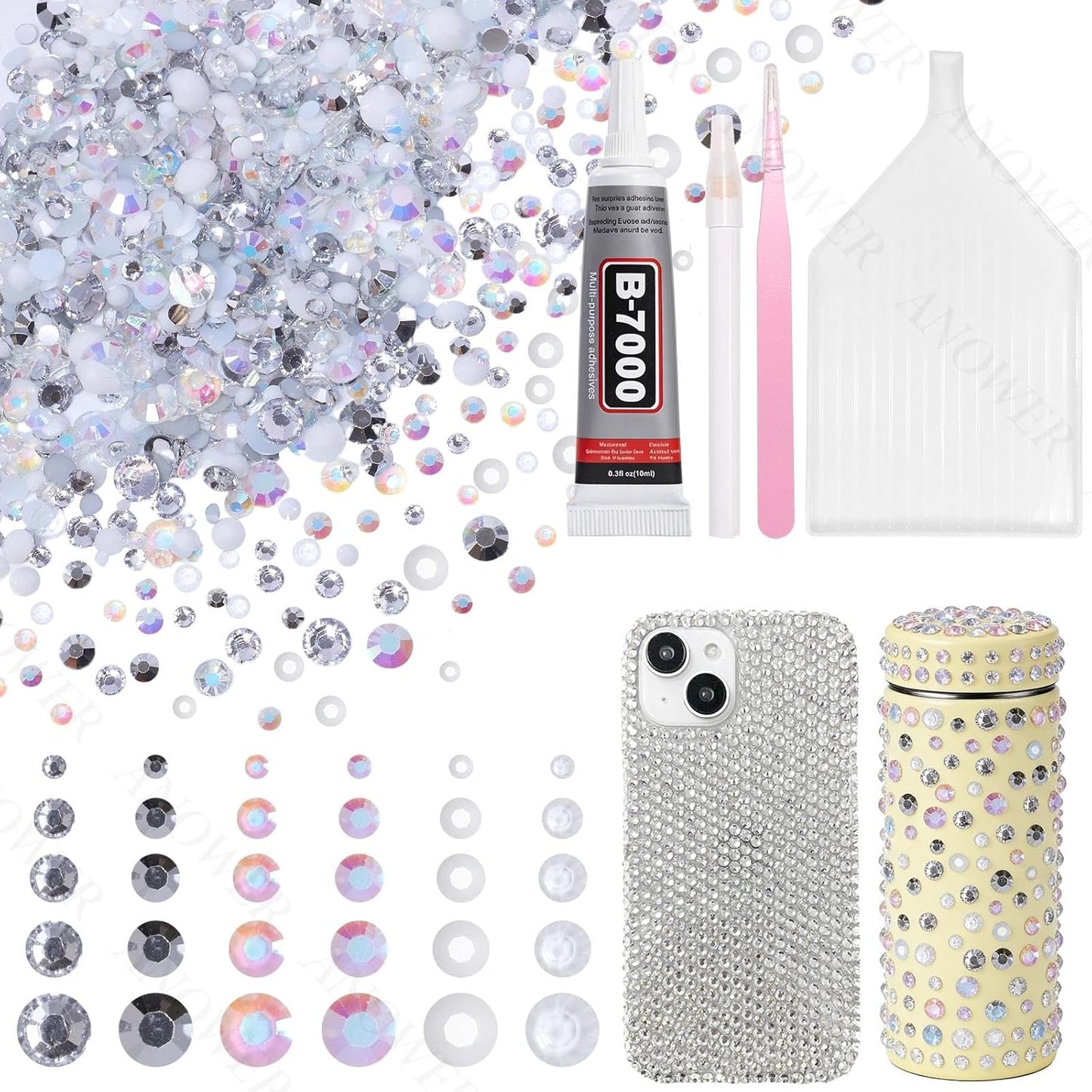 Mixed Light Color Resin Flatback Rhinestones - 16,000 Pcs for Crafting & DIY Projects | 2-6mm Gems for Makeup & Tumblers
