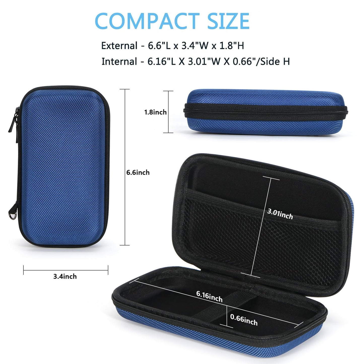 GLCON Portable Protection Hard EVA Case for External Battery, Cell Phone, GPS, Hard Drive, USB/Charging Cable, Small Carrying Bag Mesh Inner Pocket, Zipper Enclosure, Universal Travel Pouch Bag