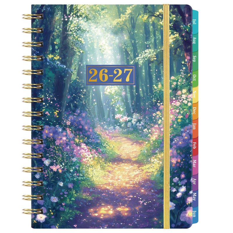 Planner 2026-2027 - Academic Planner 2026-2027 from Jul.2026 - Jun.2027, 8.5'' X 6.4'', Weekly Monthly Planners 12 Month with Colorful Tabs, Back Pocket - Forest Path