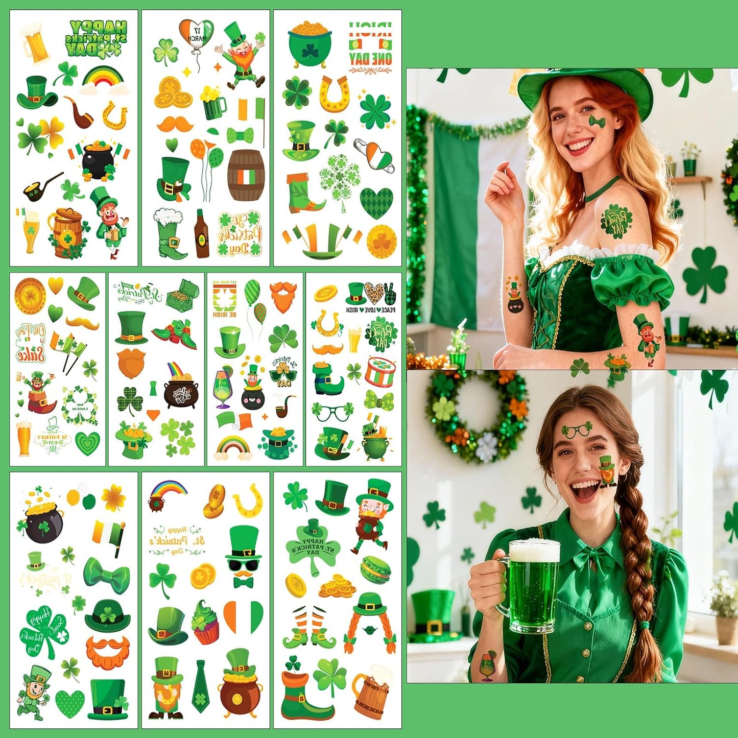 Soccer Temporary Tattoos - Waterproof Cartoon Face Stickers | 6 Fun Styles for Party Makeup