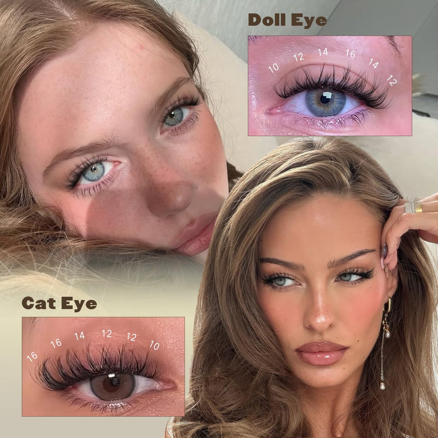 Spider Lash Clusters Kit Natural Fluffy Eyelash Clusters Kit Spider Breeze Cluster Eyelash Extensions 10-16MM D Curly Wispy Individual Lashes with Invisible Band for DIY Lash Beginners