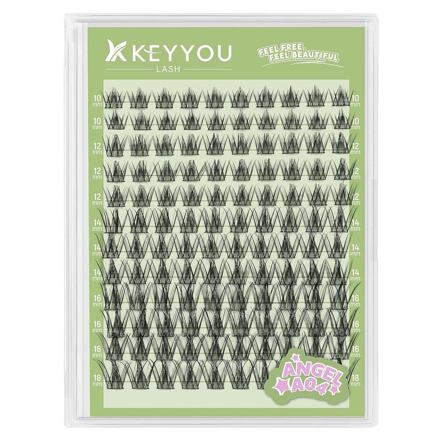KEYYOU 3D Eyelash Clusters - 280pcs Wispy Volume Lashes | 80D D Curl, 9-18mm Mix