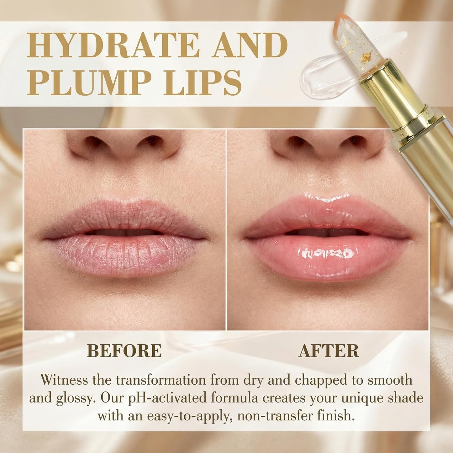 pH Adjusting Lipstick - Color-Changing Lip Gloss for Mature Women | Long-Lasting, Transferproof, Moisturizing (1 Pc)