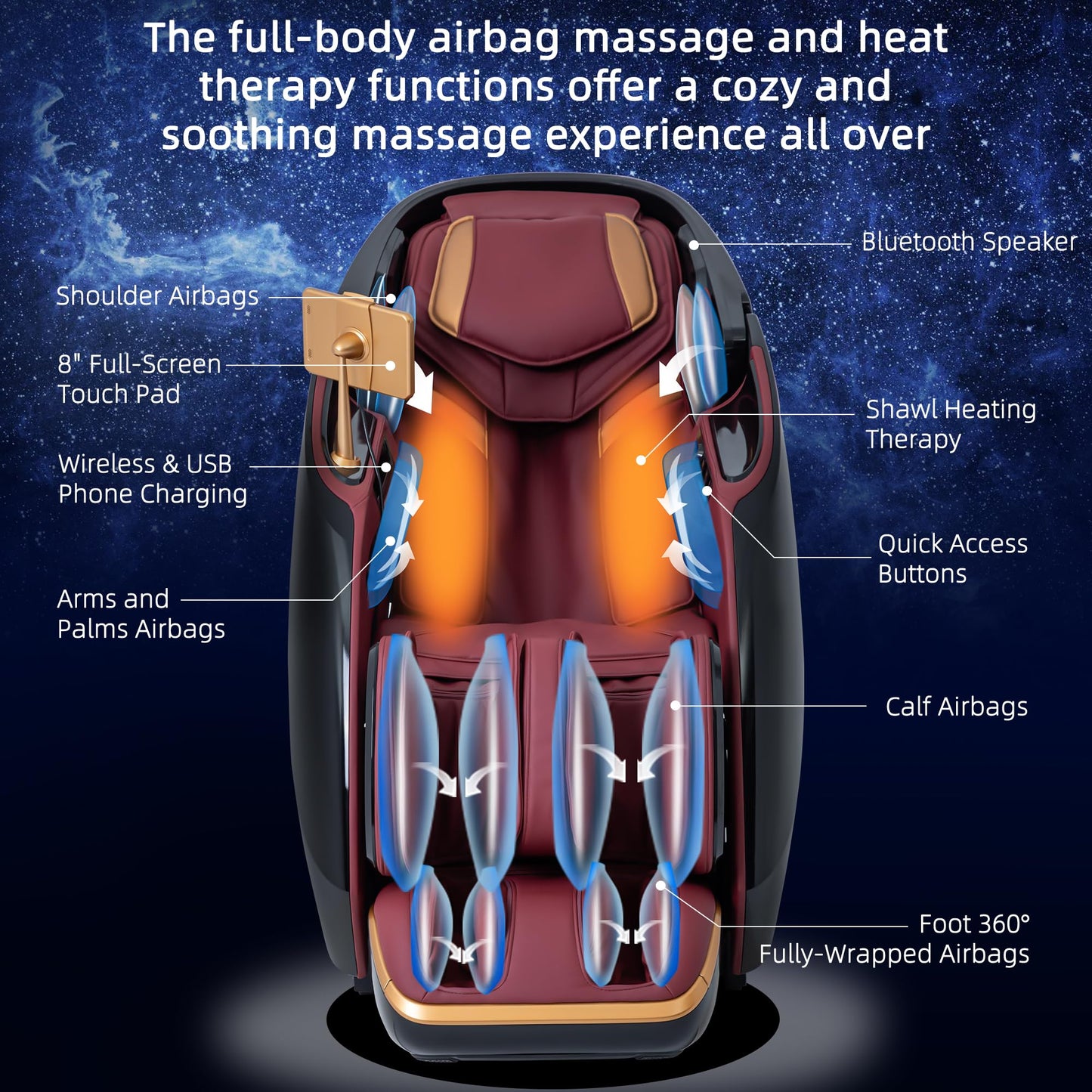 Alfine A860 Full Body 4D Massage Chair - Intelligent Health Detection, Dual-Core System, Zero Gravity Recline, Premium Leather, Customizable Programs, Smartphone Control (Black)