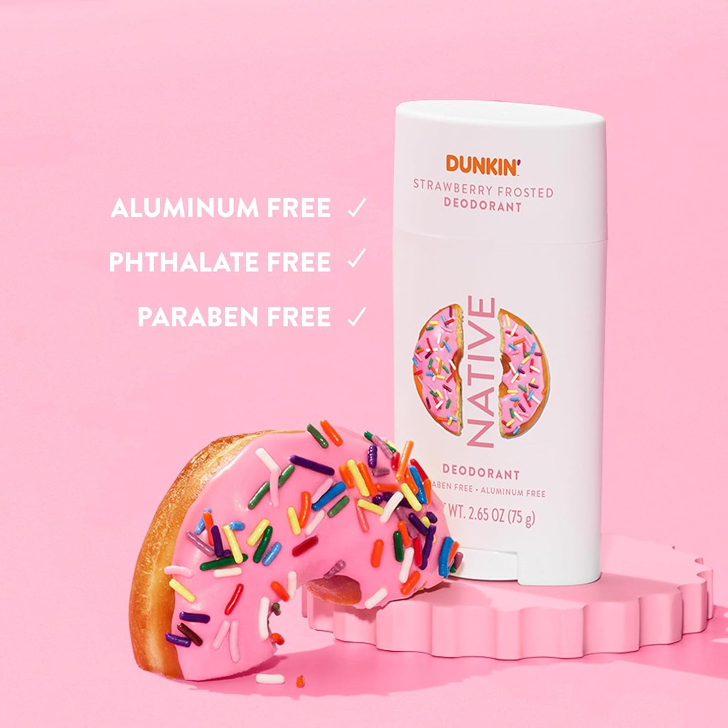 Native Deodorant - Dunkin Donuts Limited Edition | Aluminum-Free, Probiotics & Coconut Oil | Strawberry Frosted 2.65oz