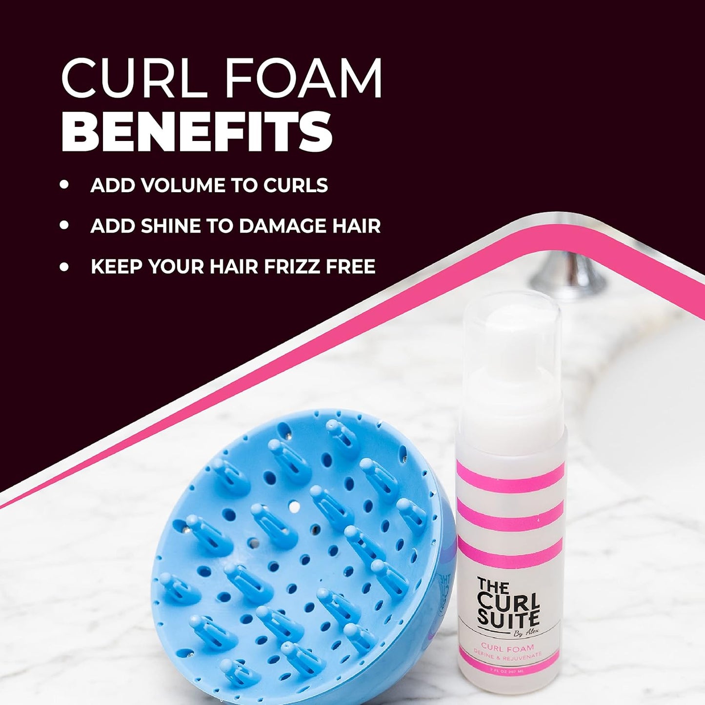 Hydrating Curl Foam - Anti-Frizz Mousse for Frizzy & Wavy Hair | 7 Oz, Volumizing Formula