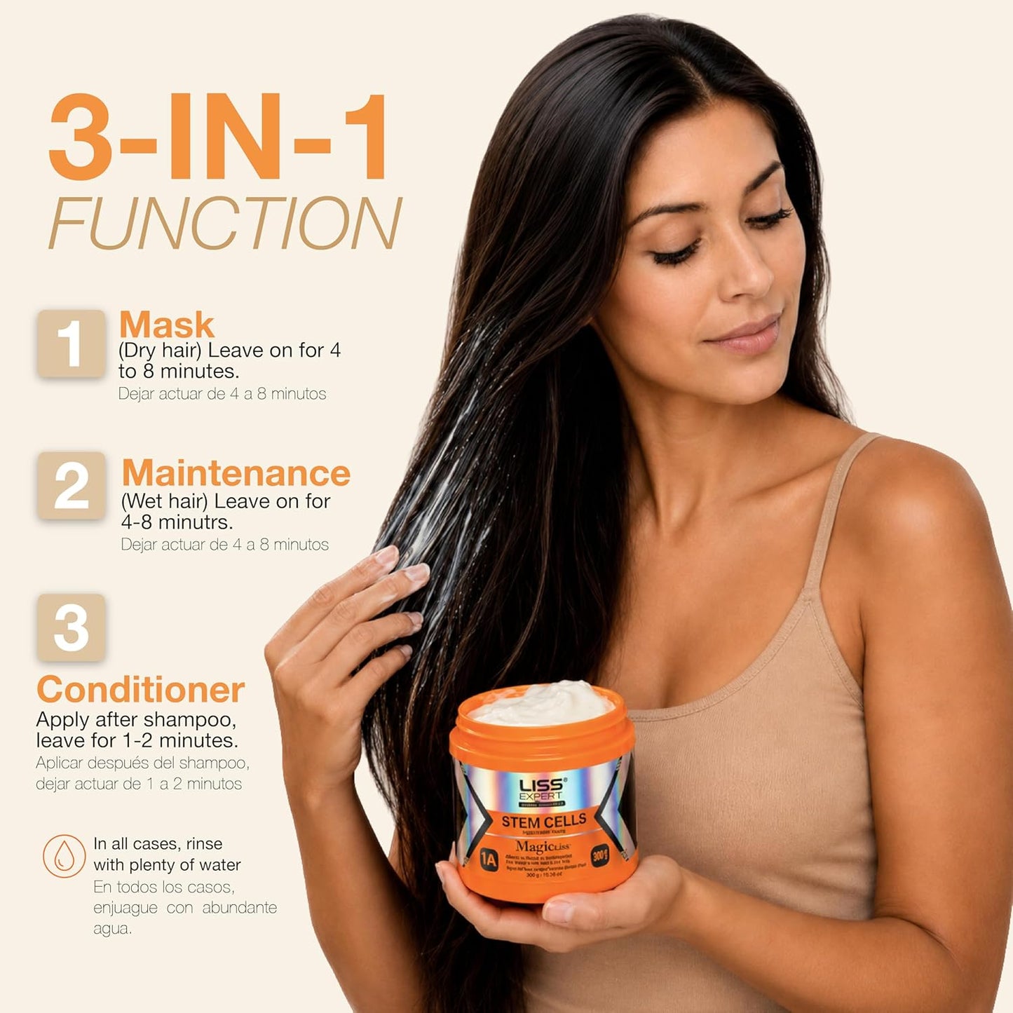 Liss Expert Magic Hair Mask - Argan Oil & Keratin | Frizz Control & Moisturizing | 8.45 oz