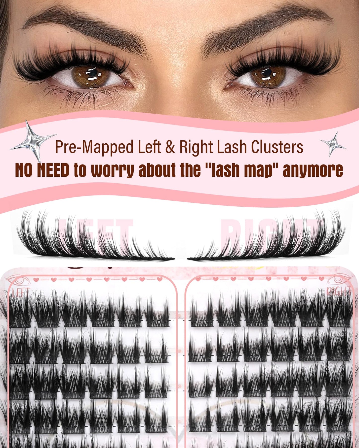 Cat Eye Lash Clusters With Spikes Manga Eyelash Clusters Wispy Cluster Eyelash Extensions C-Curly Left&Right Lash Clusters Anime Individual Lashes Pre-Mapped DIY Lash Extensions 10-18MM by Zegaine
