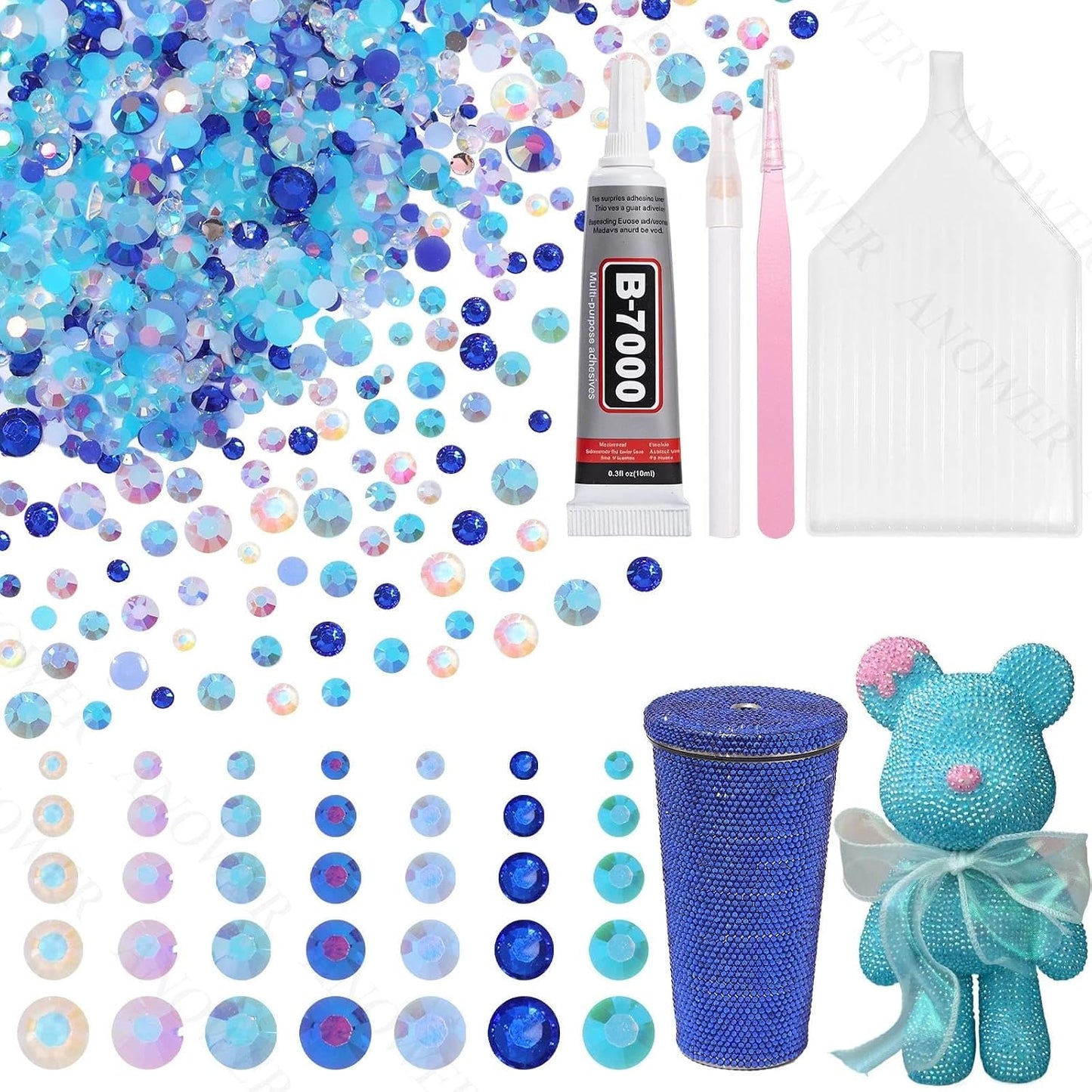 Mixed Light Color Resin Flatback Rhinestones - 16,000 Pcs for Crafting & DIY Projects | 2-6mm Gems for Makeup & Tumblers