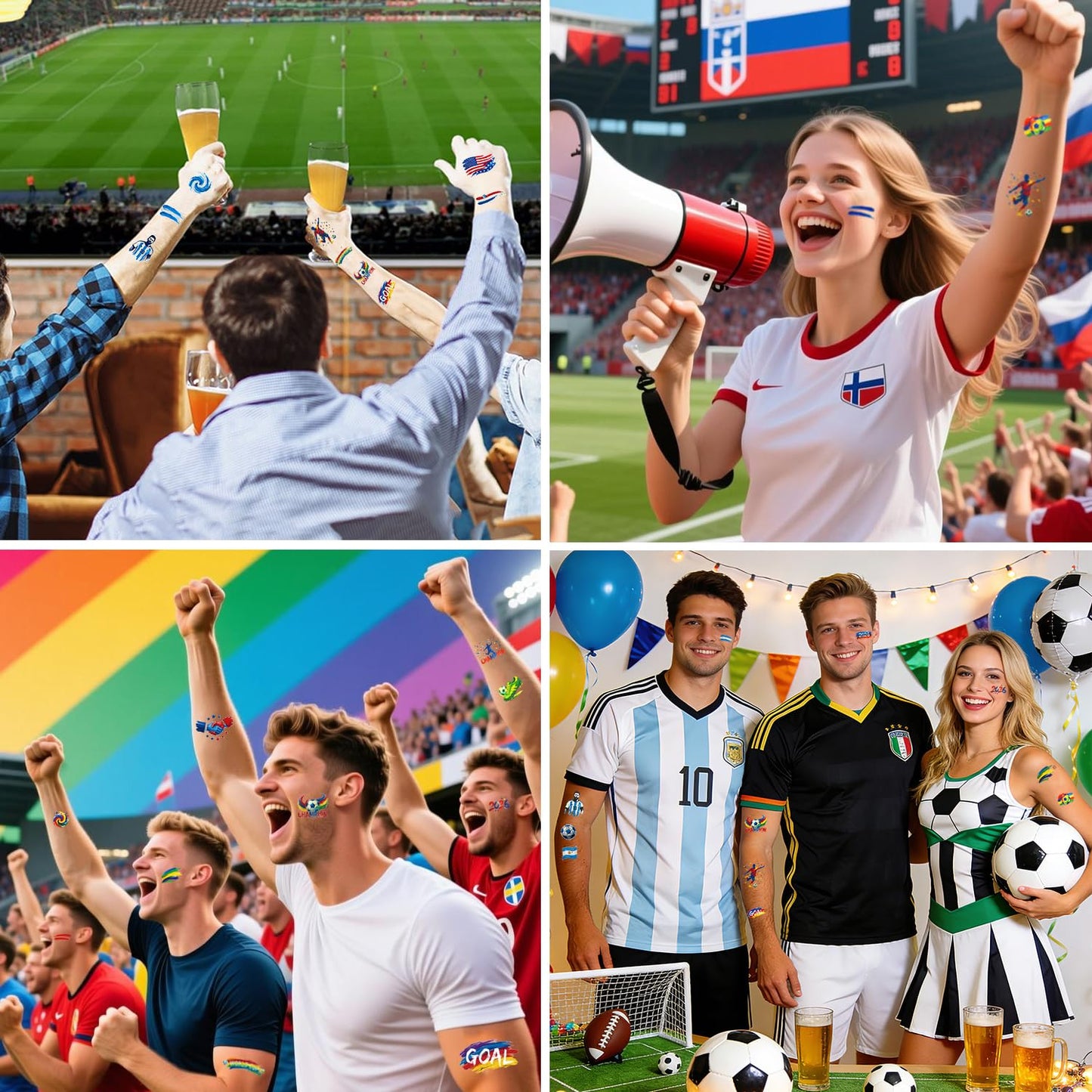 90 PCS World Cup 2026 Temporary Tattoos Stickers for Fans - Waterproof Sweatproof Soccer Temporary Tattoos, World Cup Merchandise Party Favors, Gift Idea for Teenagers, Adults, Boys and Girls