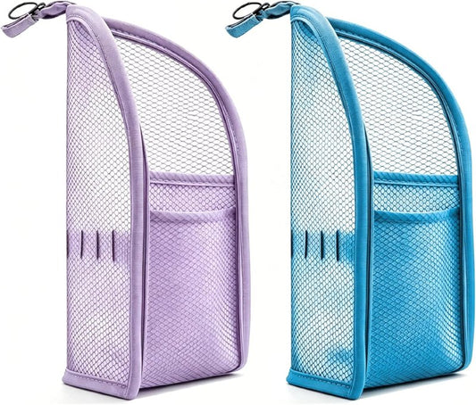 Portable Lightweight Travel Toiletry Bag - Clear EVA Waterproof Organizer | Large Capacity, Foldable Hanging Design (Purple & Blue)