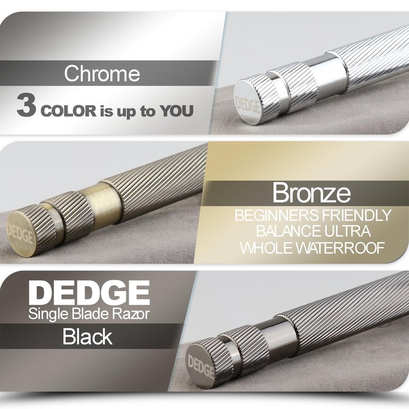 DEDGE Classic Double Edge Safety Razor Single Blade Razor For Men, Reusable Razor, with 5 Premium Razor Blades(Black)