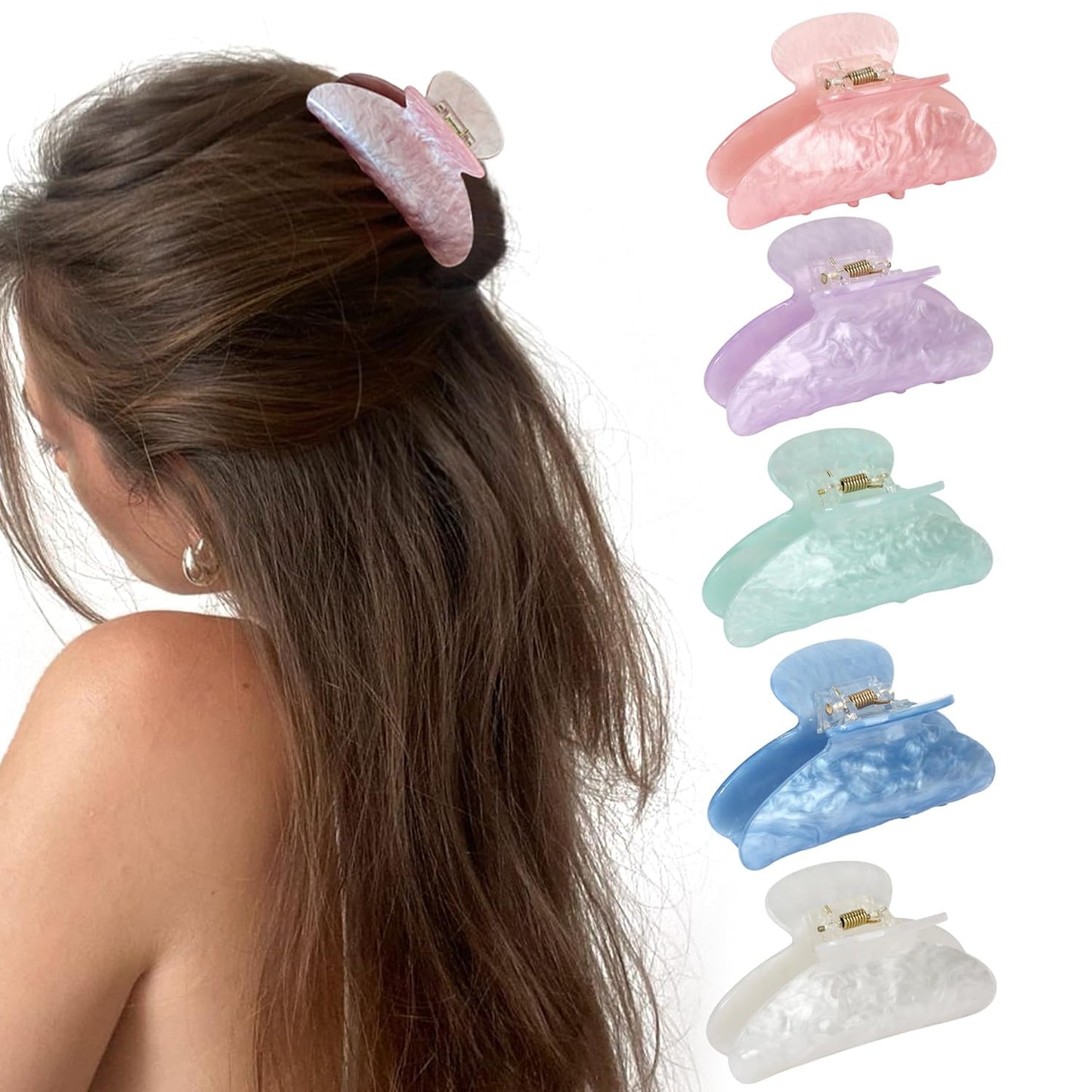 Big Hair Claw Clips - 5.1-Inch Jelly Clips for Long, Thick Hair | Set of 4