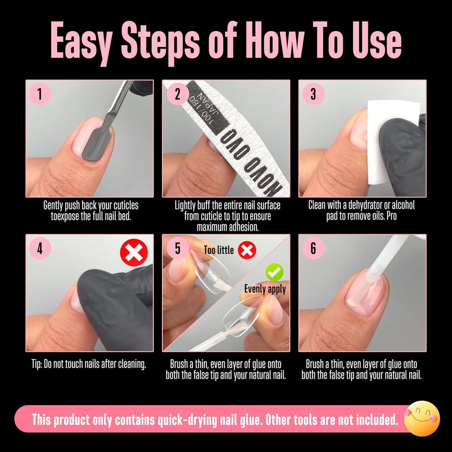 Super Strong Nail Glue - Quick Dry Brush-On Adhesive for Press-On Nails | TPO & Hema Free, 8ml (0.27 fl oz)