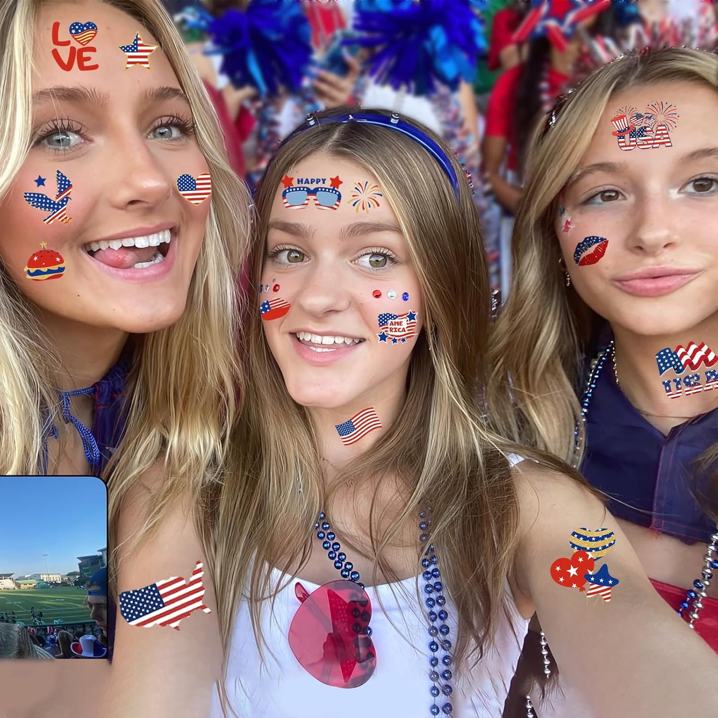 Patriotic Temporary Tattoos - 180 Pcs Red, White & Blue USA Flag Designs | Perfect for 4th of July Celebrations