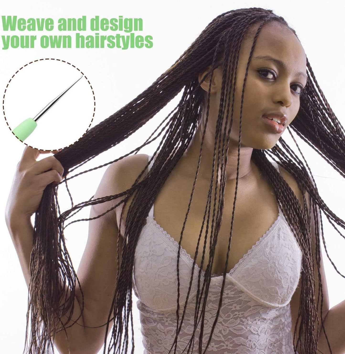 Dreadlock Crochet Hooks Set - 4 Pcs 0.5mm & 0.75mm Needles for Hair Weaving & Locs Craft